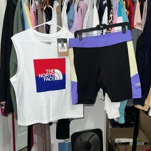 The North Face White Tank & Black and Purple Extreme Shorts Bundle